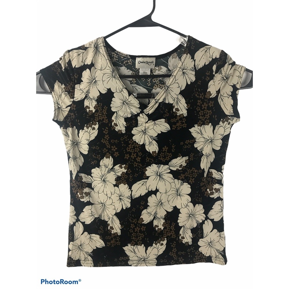 Claudia Richard Womens Small Short Sleeve Blouse